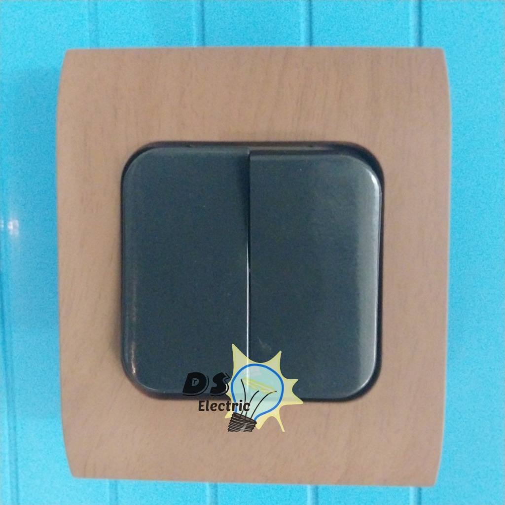 BROCO Saklar Seri Double Saklar Tanam Integra Wood warna Kayu
