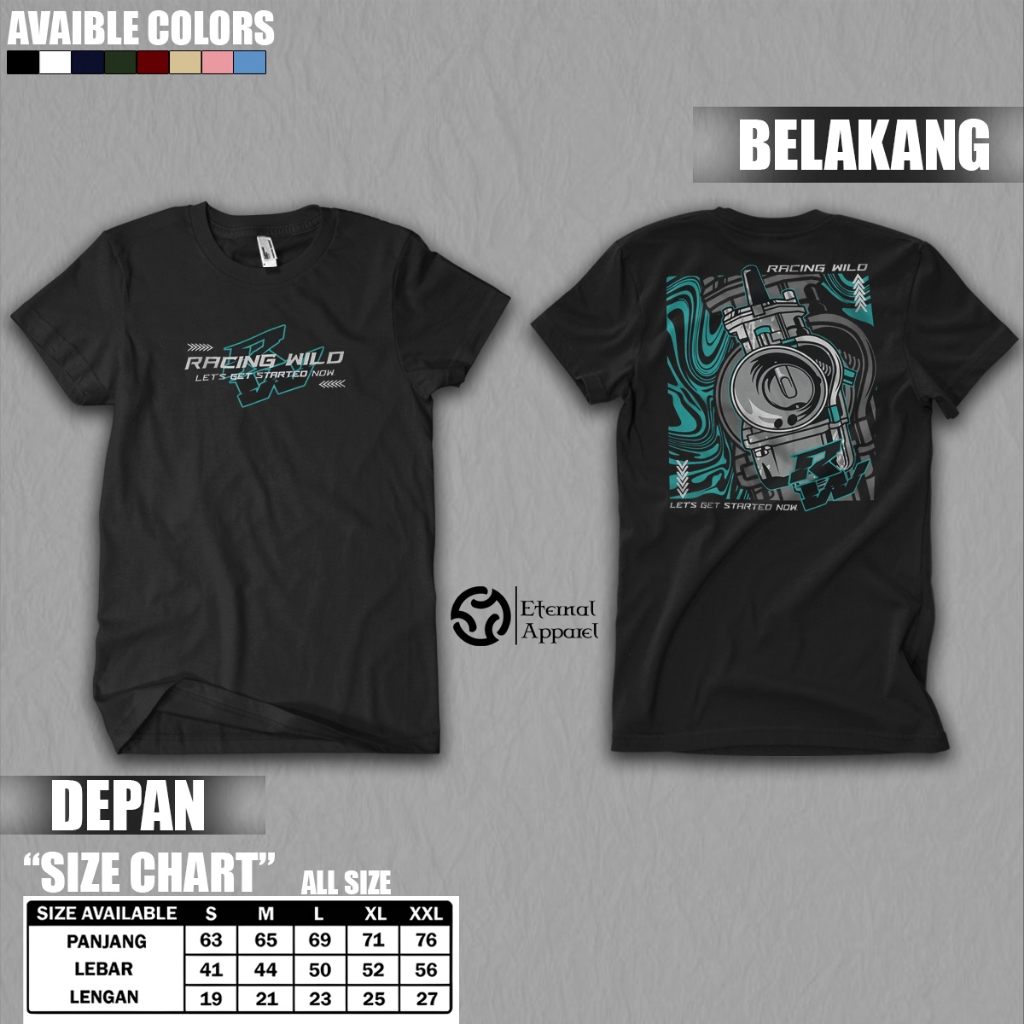 Kaos Racing Wild Lets Get Started Now RW Karburator Baju Distro Motor Herex Tshirt Otomotif