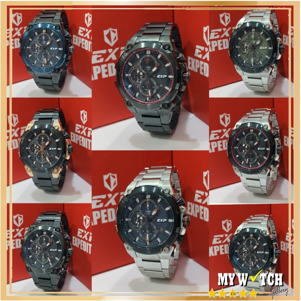 Jam Tangan Pria Expedition Original Exp 6841 Rantai Anti Air Terbaru Mewah