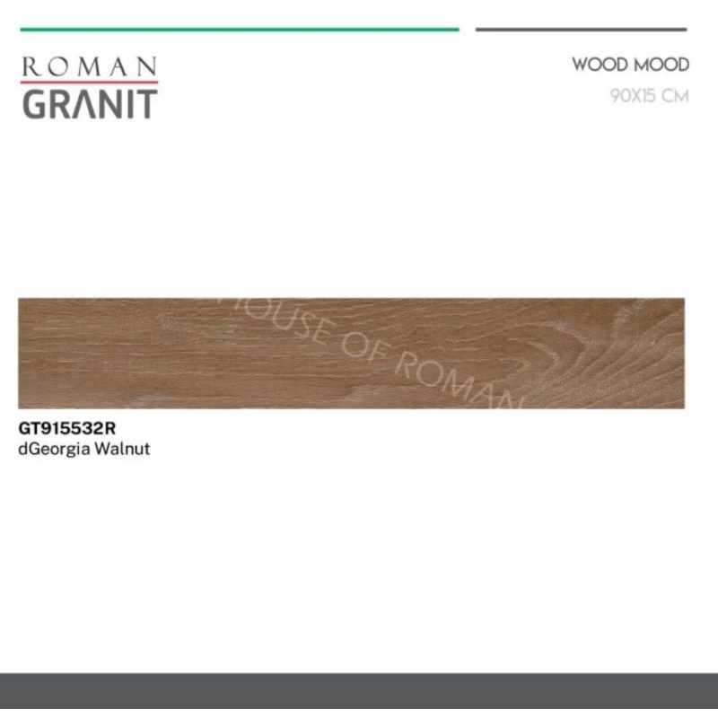 Roman Granit GT915532R dGeorgia Walnut 90x15 / granit kayu / keramik kayu / lantai kayu / lantai gra