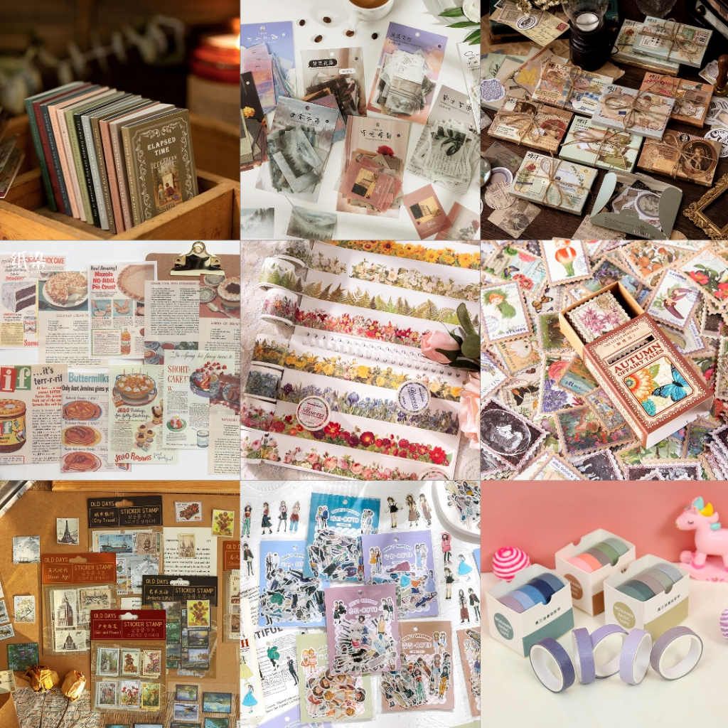 

CLEARANCE SALE CUCI GUDANG Mix Random 4pcs Bahan Scrapbook Sticker Washi Tape Paper Journal Kerajinan Tangan