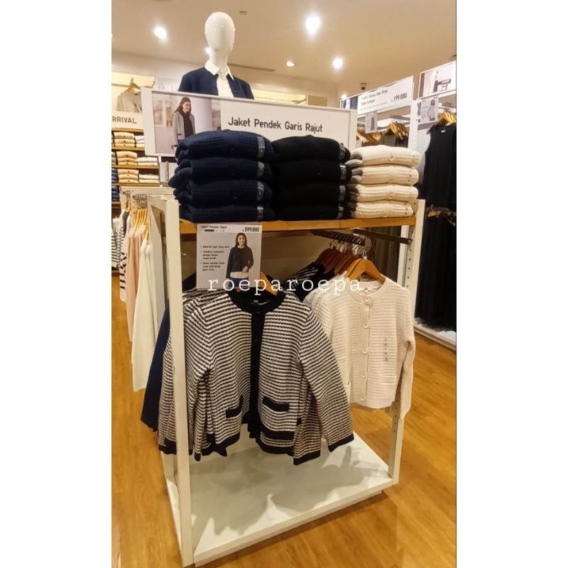 Women Jacket Pendek Garis Rajut Uniqlo |Knitted short Striped Jacket Uniqlo jastip uniqlo