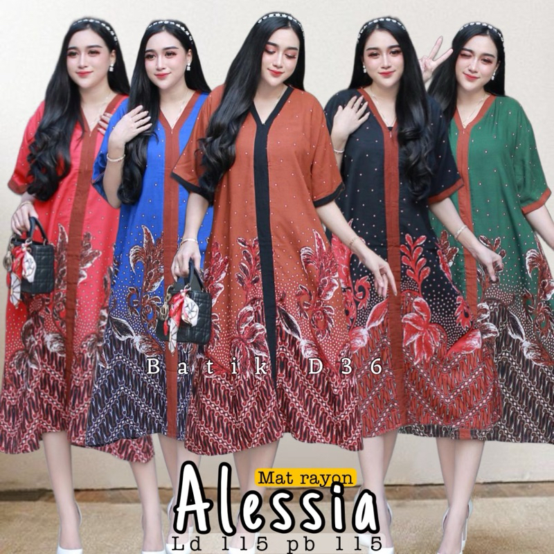 (Alesha) LD 120 maxi dress Daster Alesia rayon premium motif batik kekinian adem premium tebal pusat