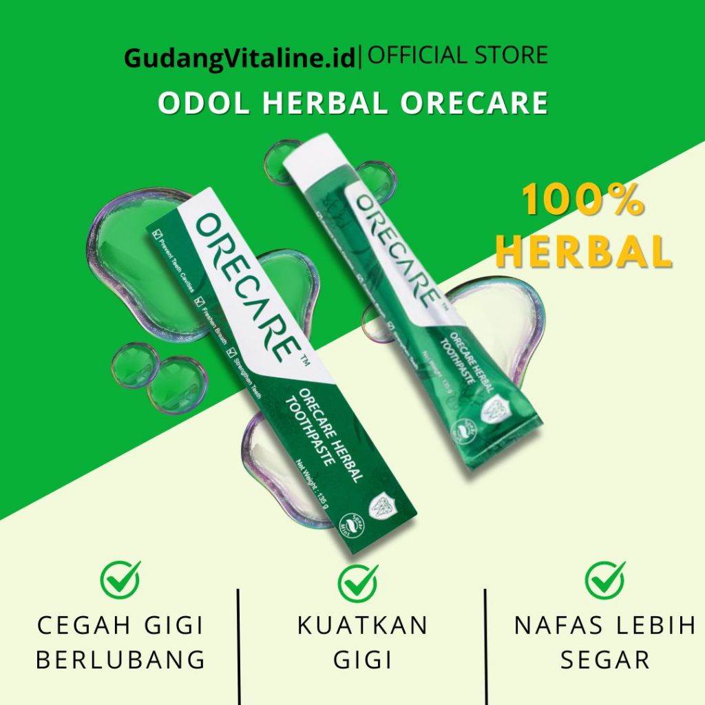 ODOL HERBAL ORECARE TIENS 100% ORIGINAL - PEMUTIH GIGI KUNING - HILANGKAN DAN PERONTOK KARANG GIGI -