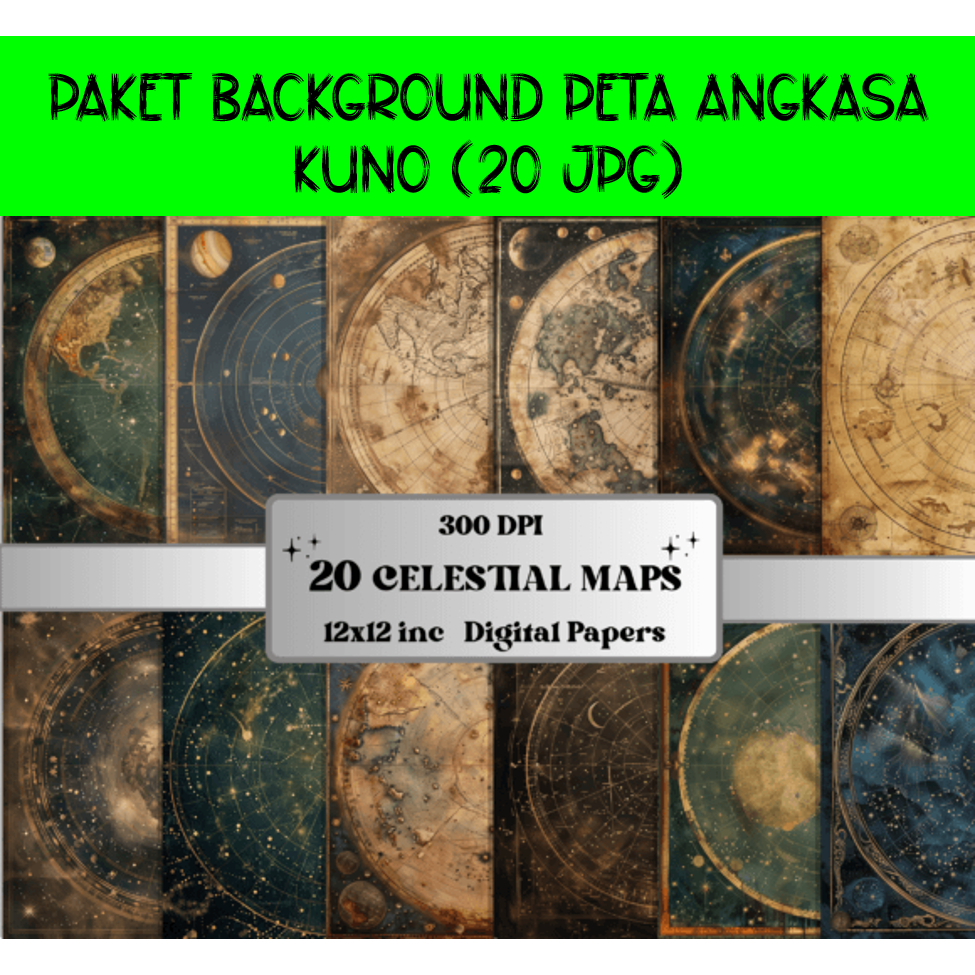 Paket Background Peta Angkasa Kuno (20 JPG)