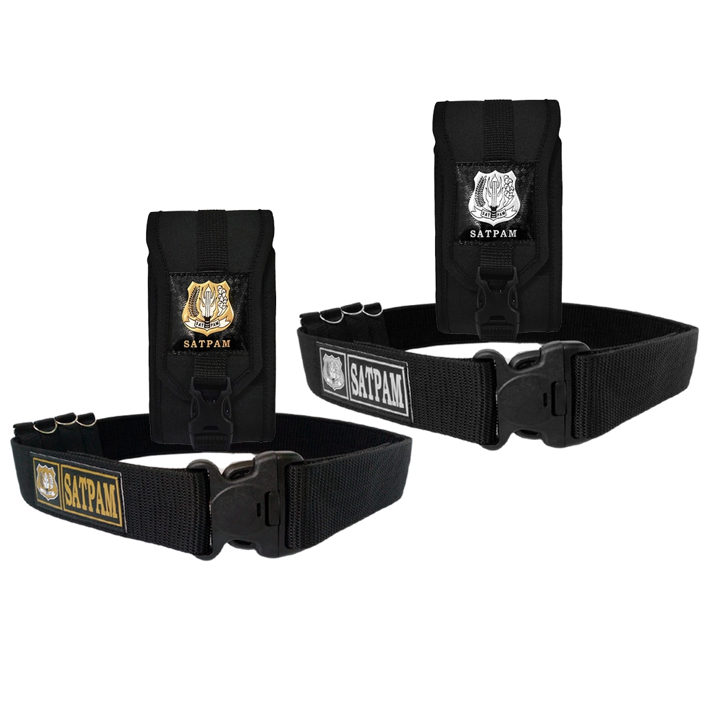 Sabuk Kopel Dan Sarung Hp Pinggang Set Satpam Single Slot Hitam Terbaru