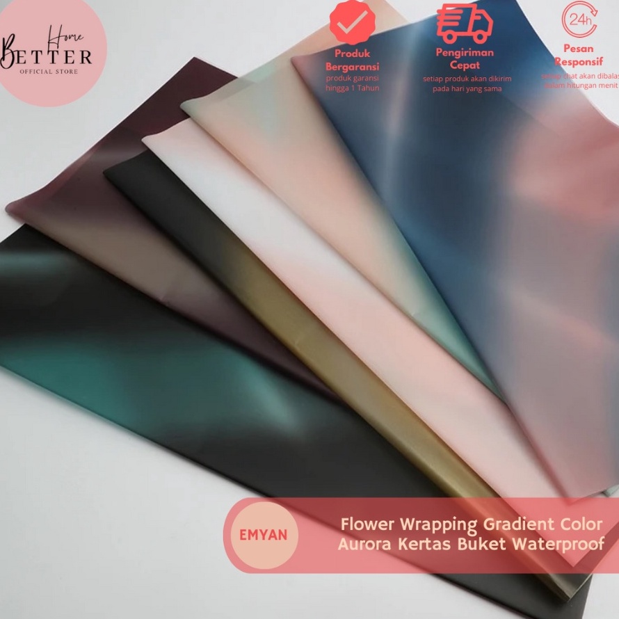 

HARGA BERSAHABAT Better Home 5 LEMBAR Flower Wrapping Gradient Color Aurora Kertas Buket Waterproof EMYAN