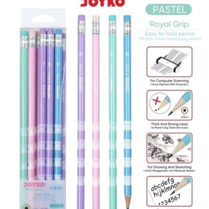 

12pcs Pensil 2B Pensil P8135 Royal Grid Pensil 2B