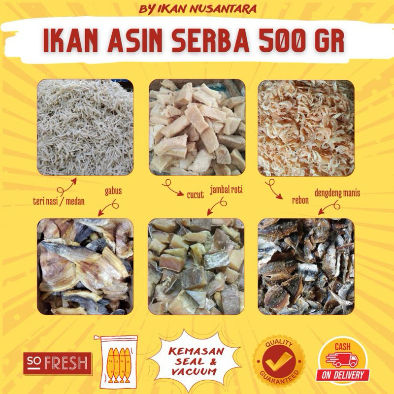 

IKAN ASIN CUMI SERBA 500 GRAM / IKAN NUSANTARA / IKAN ASIN NUSANTARA / IKAN ASIN PREMIUM