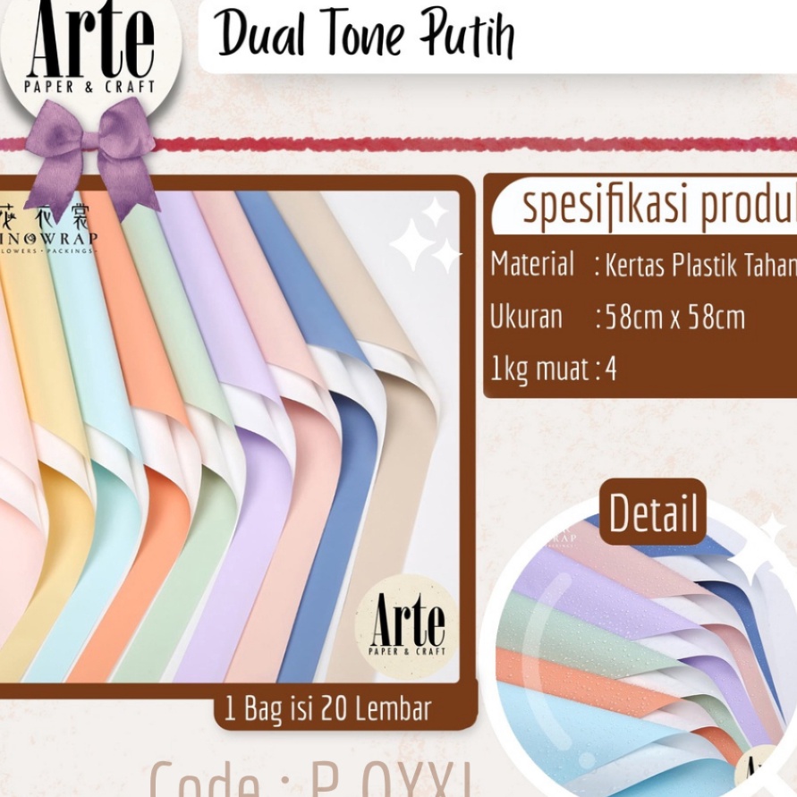 

PRODUK BARU KAMI 2 Lembar Pita Dual Tone Putih Kertas Buket Korea Bunga Flower Wrapping Paper Kado Pembungkus Bucket Bouquet Tebal Murah Arte Grosir Jakarta POYXJ