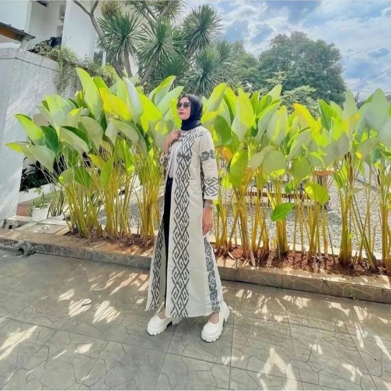 LONG OUTER  WANITA , JUBAH TENUN , OUTER TENUN TORAJA