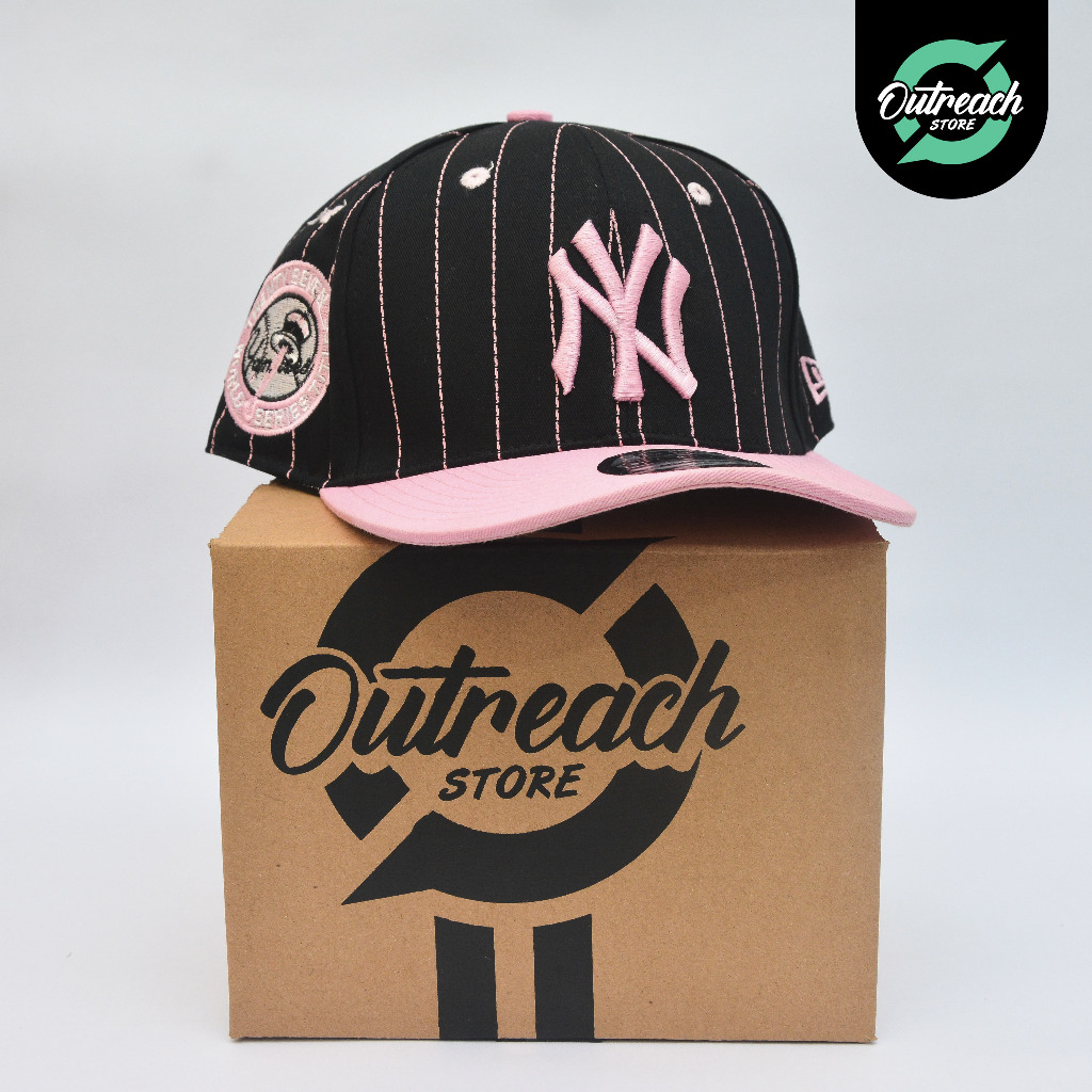 NY New York Baseball Club Cap | Topi Bisbol Premium NY | Hitam Salur Pink
