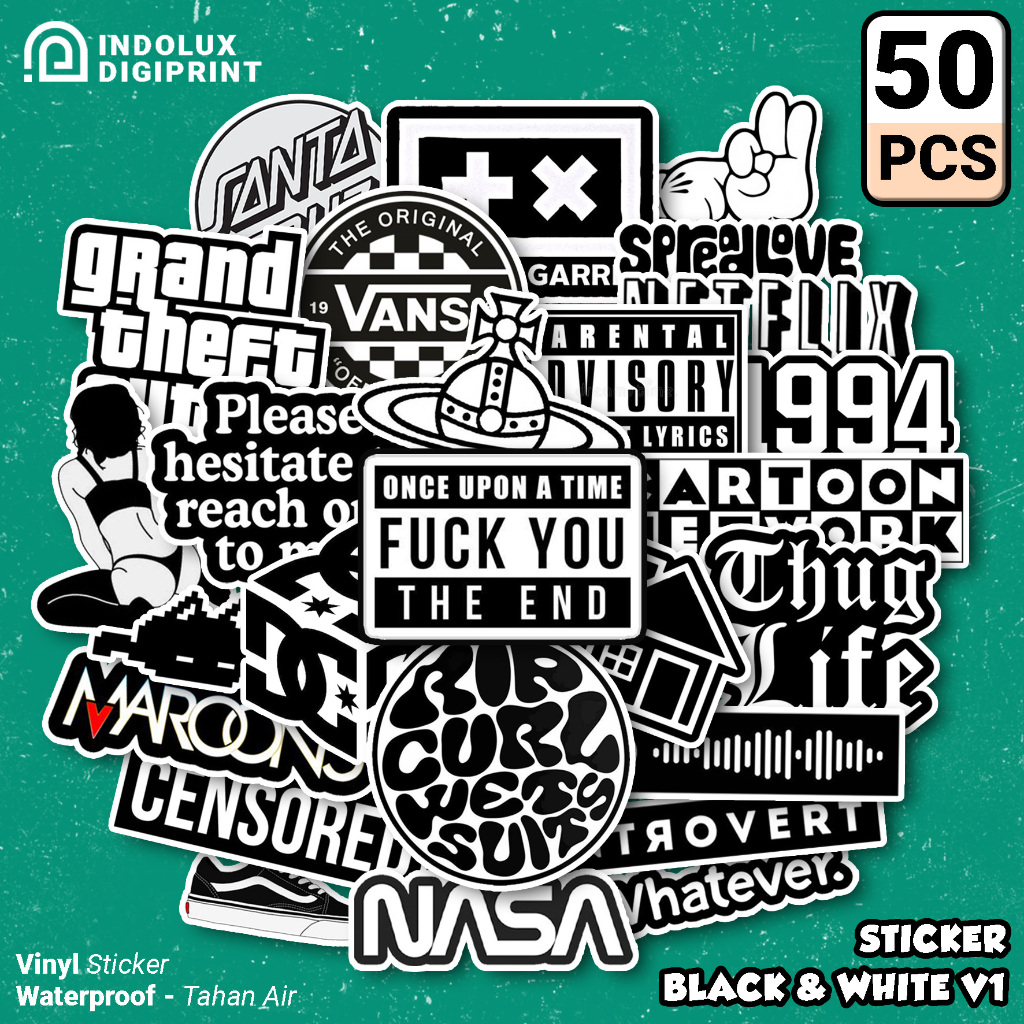 

[50PCS] Sticker Aesthetic Black & White Tumbler STIKER B&W Laptop HP Ipad Hitam Putih Pack