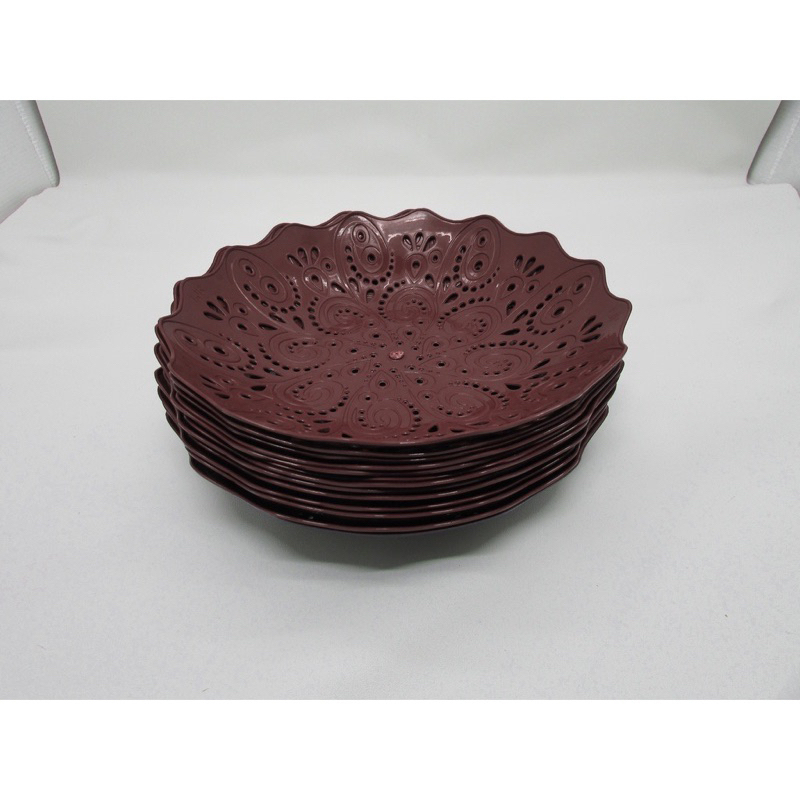 12 pcs Piring Rotan Plastik new MOTIF BUNGA untuk buah