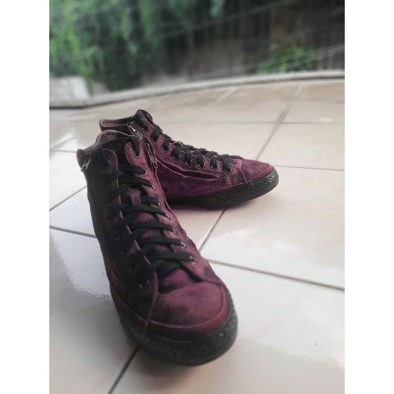 converse double zip suede maroon