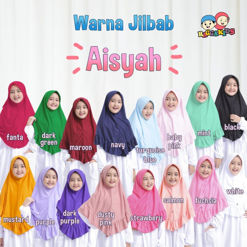 (2-13 Tahun) JILBAB KHIMAR ANAK RAGGAKIDS | JILBAB AISYAH BAHAN KAOS RAGGAKIDS | HIJAB ANAK SD