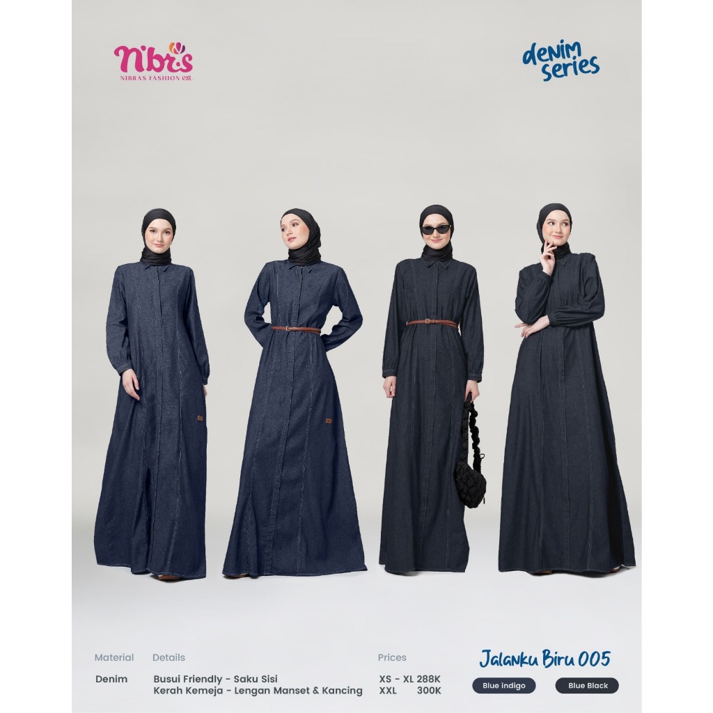 JALANKU BIRU 005 DENIM GAMIS DRESS DENIM NIBRAS TERBARU