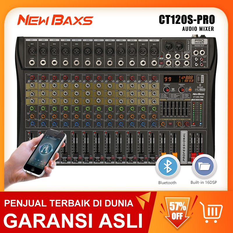 NEW BAXS Mixer profesional CT120S-PRO 12channel built-in 99DSP efek equalizer 7-band 2-apisan EQ men