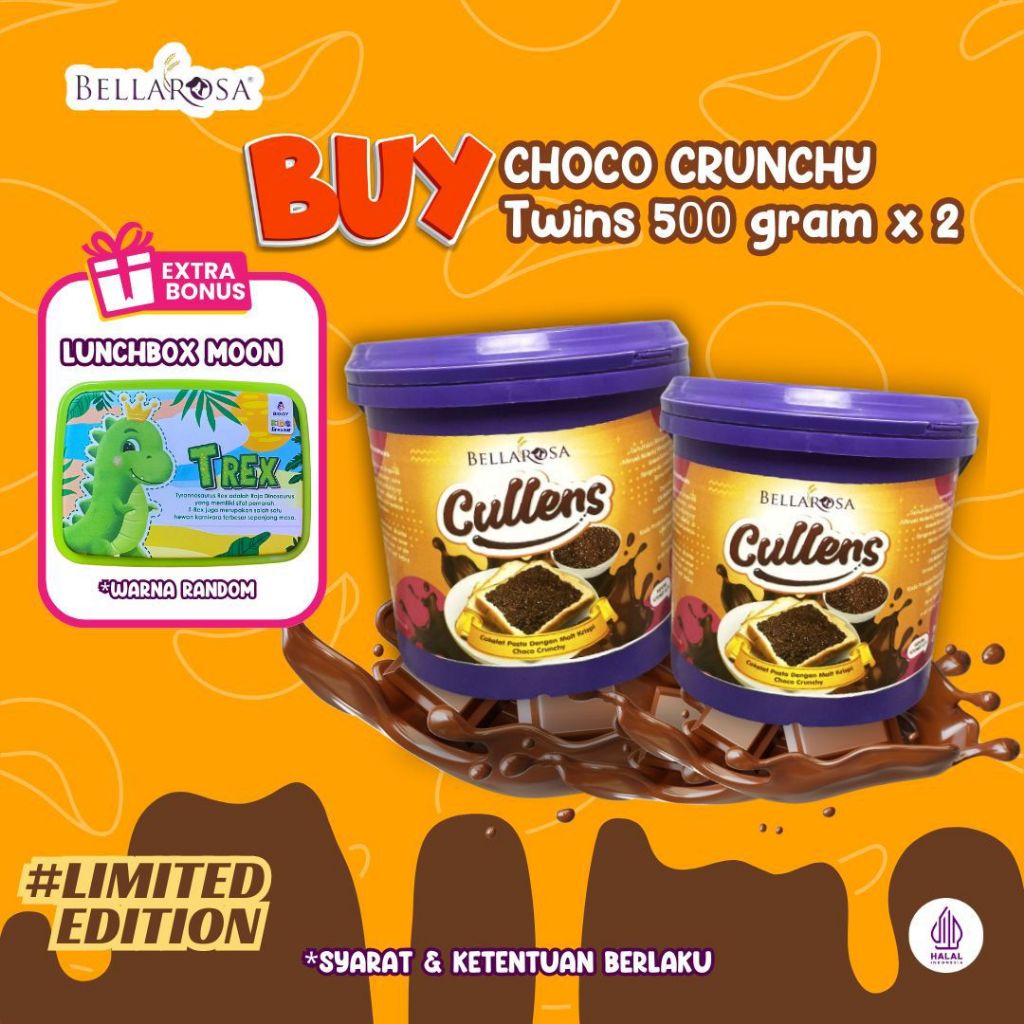 

[PAKET TWIN] BELLAROSA Selai Cokelat Leleh Lumer Crunchy Choco Cemilan Manis @500grm x 2