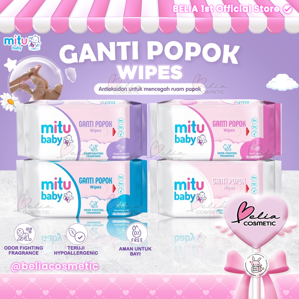 ❤ BELIA ❤ MITU BABY Ganti Popok Wipes 50 sheets | Tisu Basah | Odor - Fighting Fragrance | No Parabe