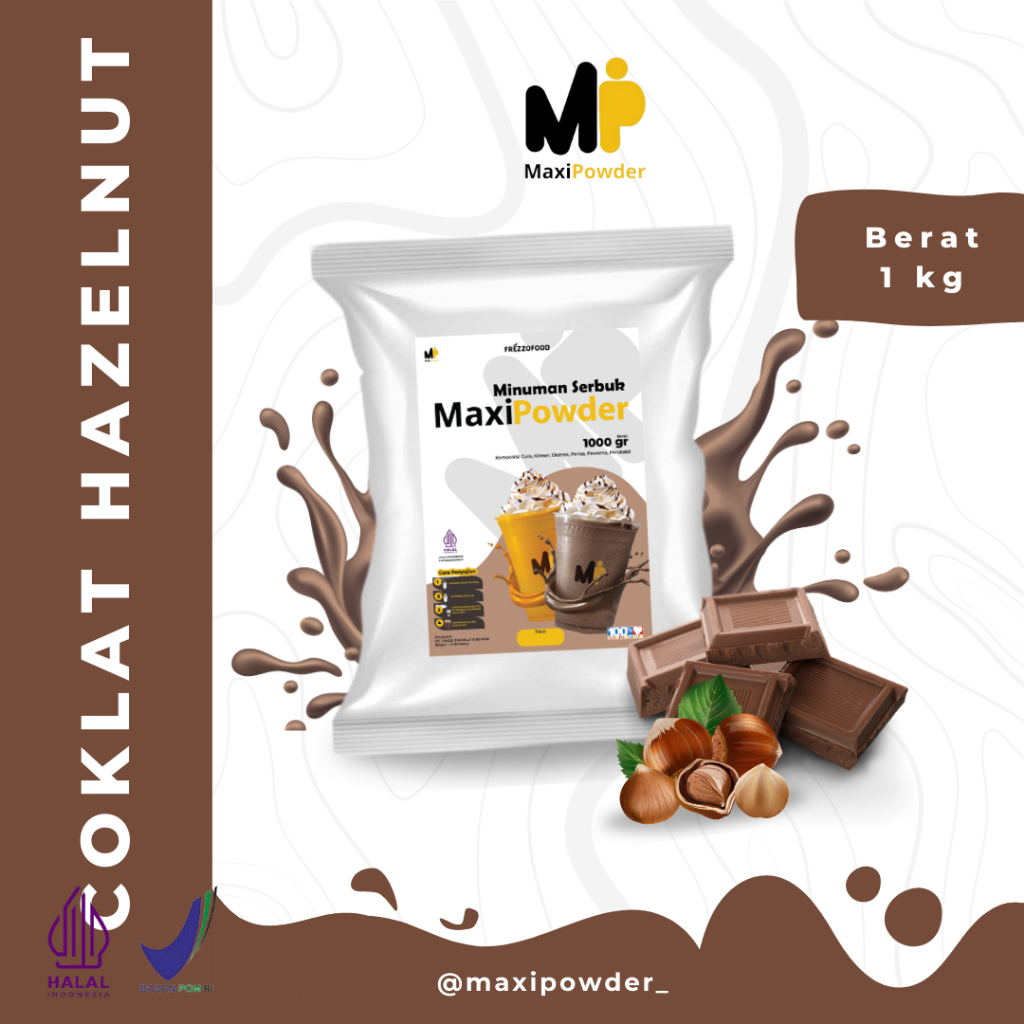 

Bubuk Minuman Rasa Coklat Hazelnut 1kg / Minuman Kekinian Coklat Hazelnut Termurah / MaxiPowder
