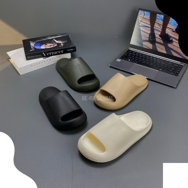 Rumahkaki - Sandal Slop Pria Bantal Tumit Slip On Sandal Dalam Luar Rumah Terbaru Bahan EVA Antislip