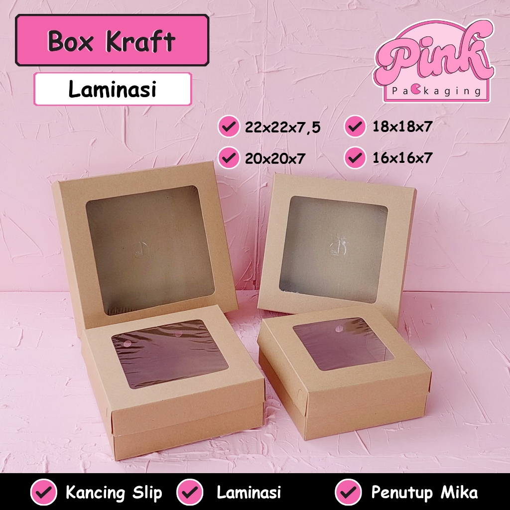 

Box Dus Kotak Laminasi Kraft Nasi Tumpeng Kue 22x22 20x20 18x18 16x16 Tinggi 7 cm