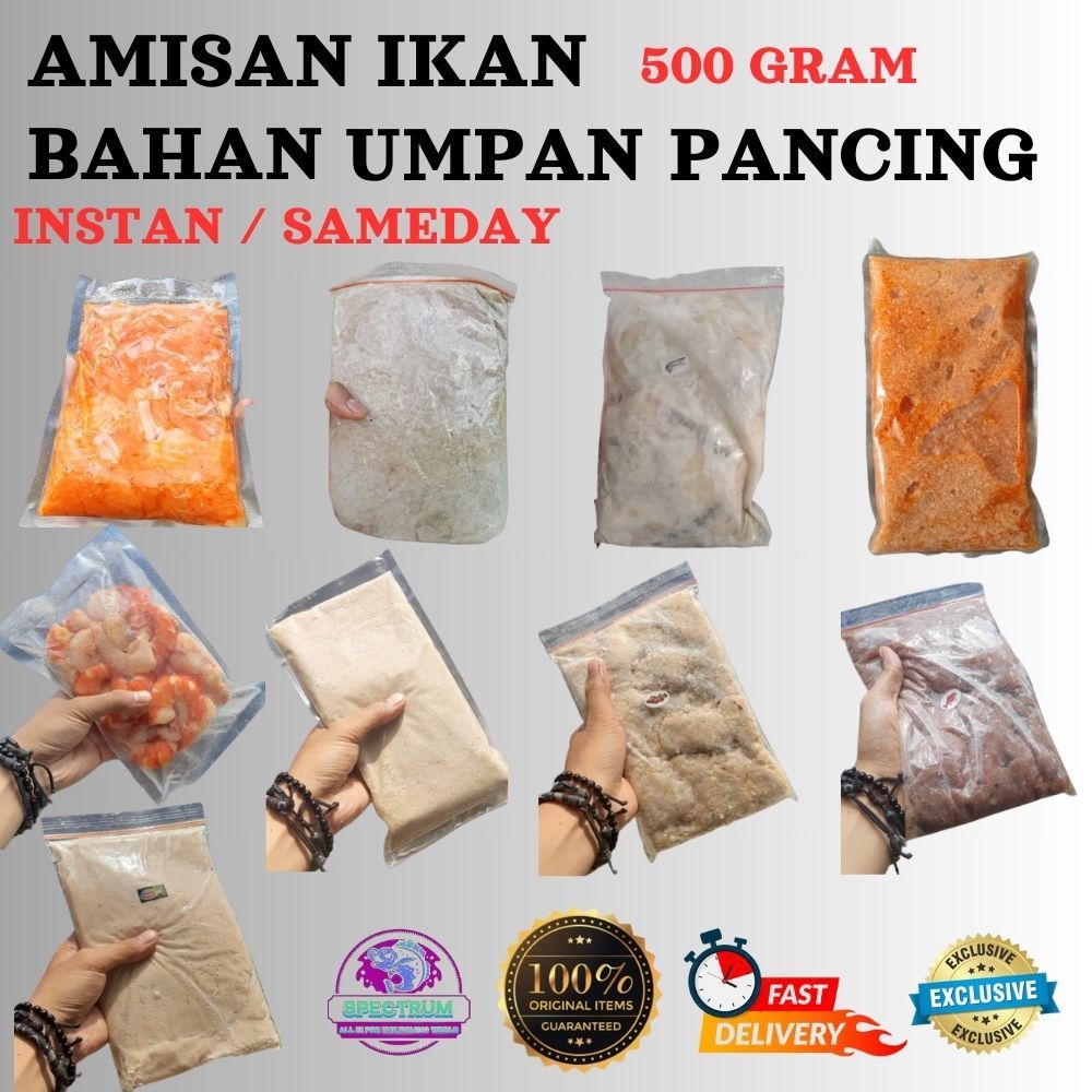 AMISAN IKAN SALMON,SALMON GILING,GINDARA,KAKAP,KERAPU,UDANG,RAJUNGAN,NILA,EKOR KUNING CAMPURAN UMPAN