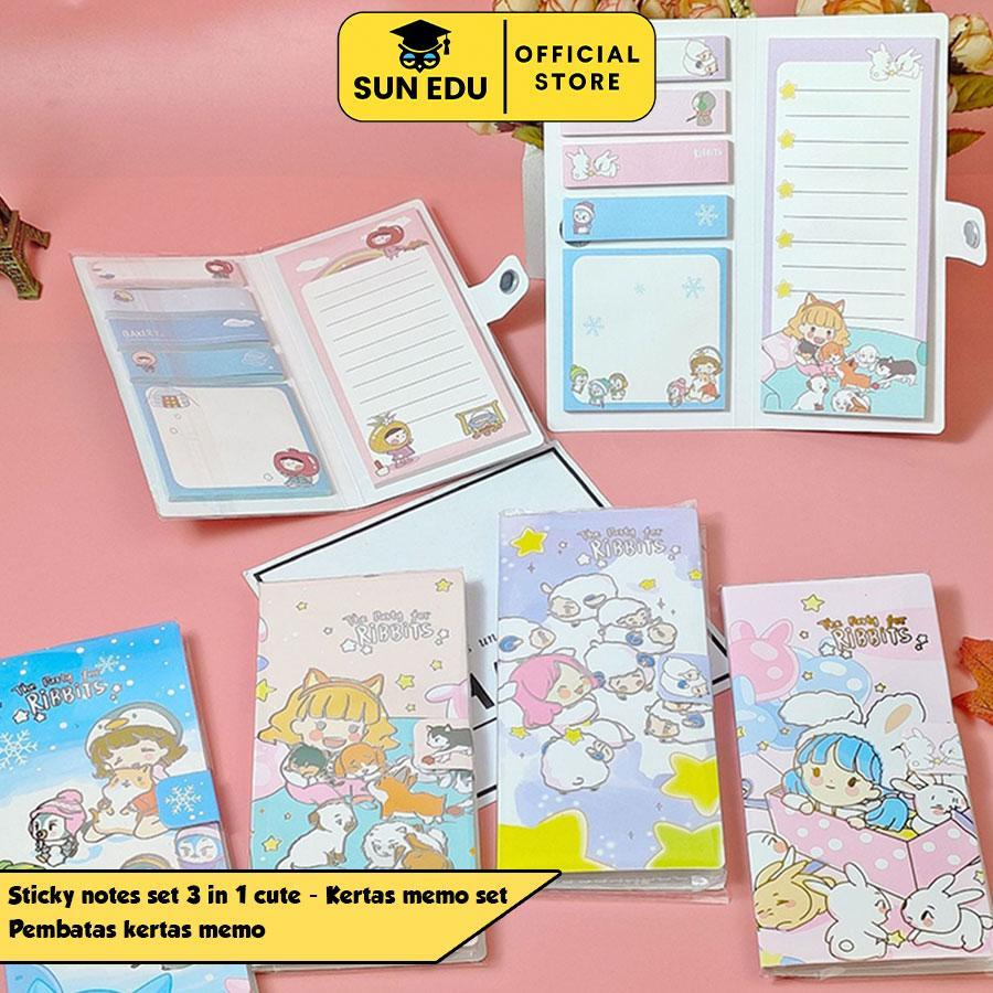 

Sticky notes set 3 in 1 cute/ Kertas memo set/ Pembatas kertas memo Paper Stationery