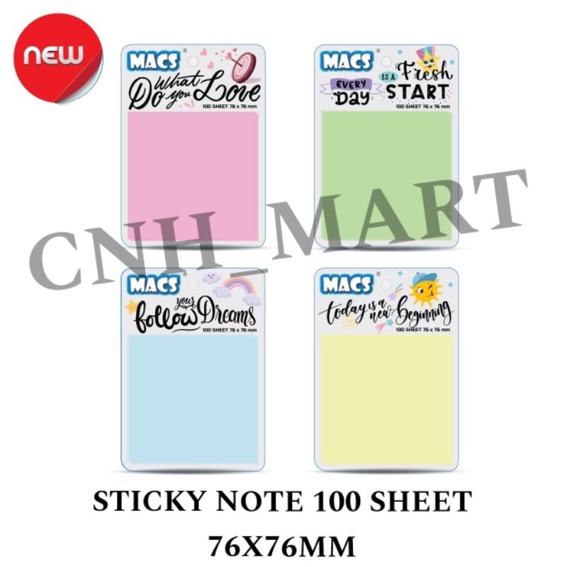 

Stikcky Notes - Kertas Memo - Sticky Polos 76 x 76 MM -100 Lembar MACS
