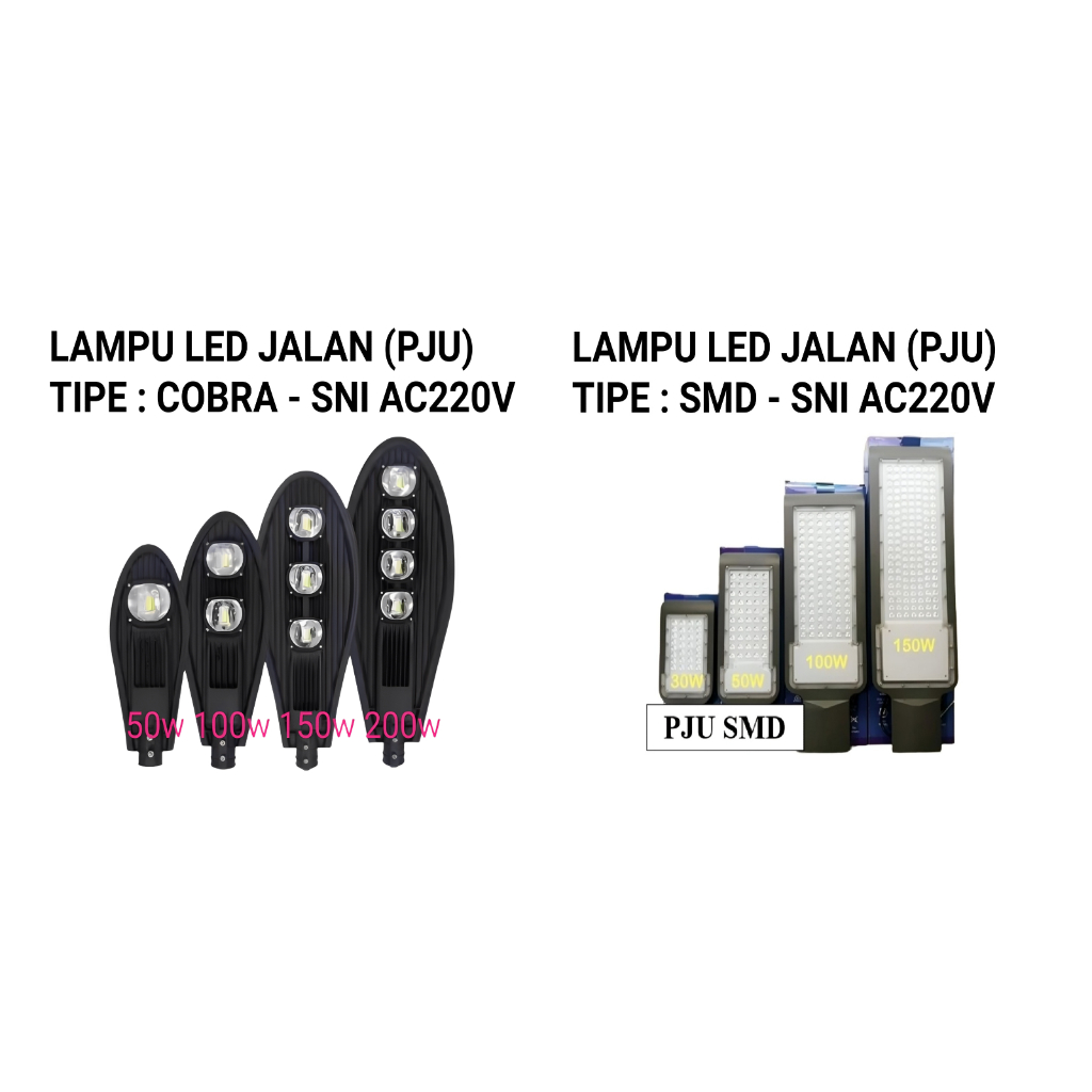 Lampu Jalan PJU Cobra COB & SMD / Lampu Sorot Jalan PJU 100W 150W 200W Lampu PJU Jalan Sorot LED PJU