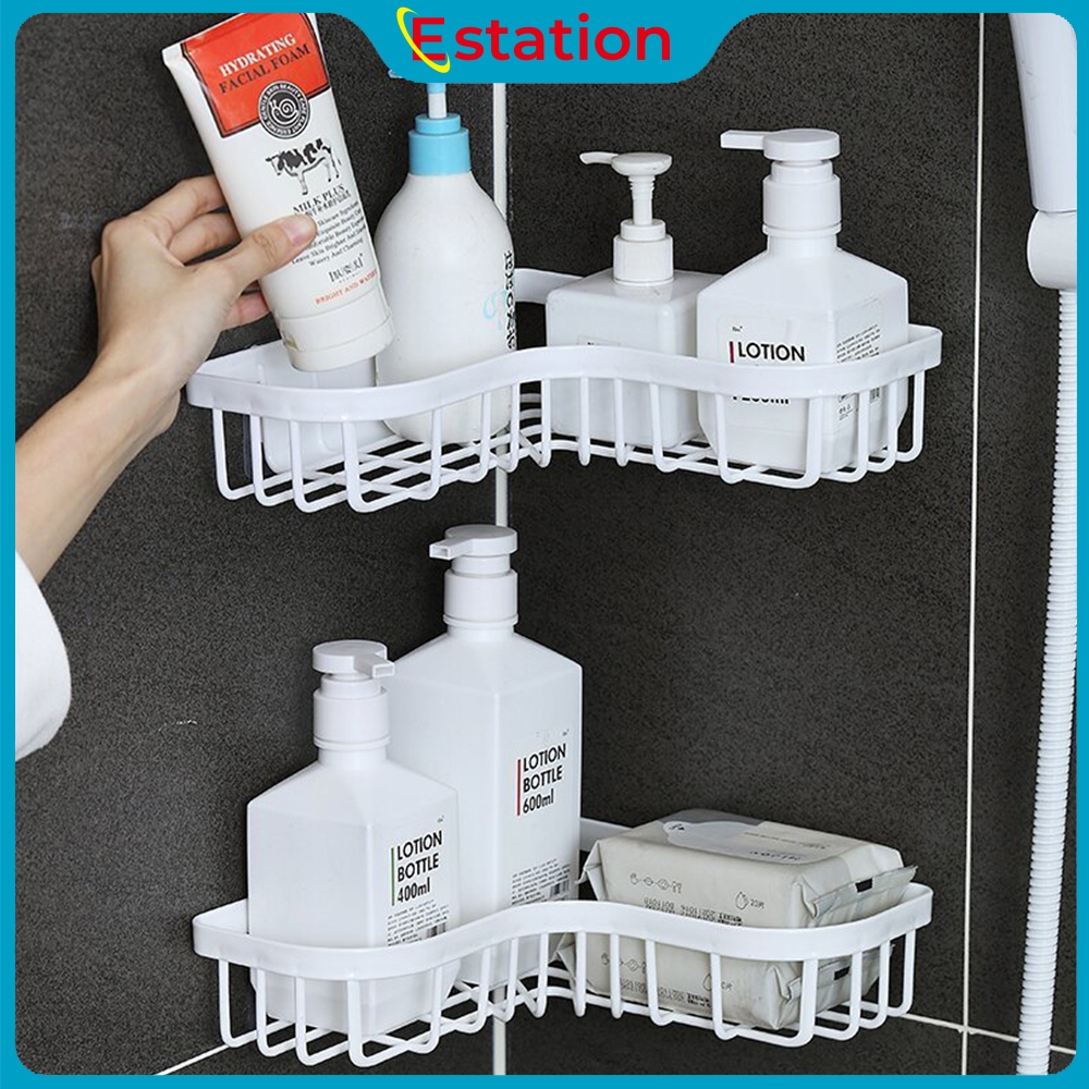 Estation - Rak Kamar Mandi Tempel Dinding / Rak Sabun Kamar Mandi PVC Gantung Tanpa Bor