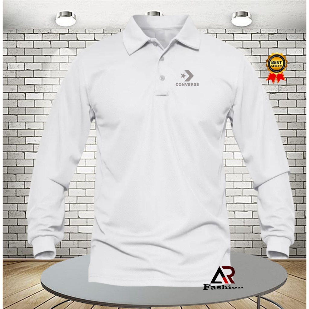 POLO Shirt KAOS POLO LENGAN PANJANG PRIA/WANITA POLO CONVERSE SILVER