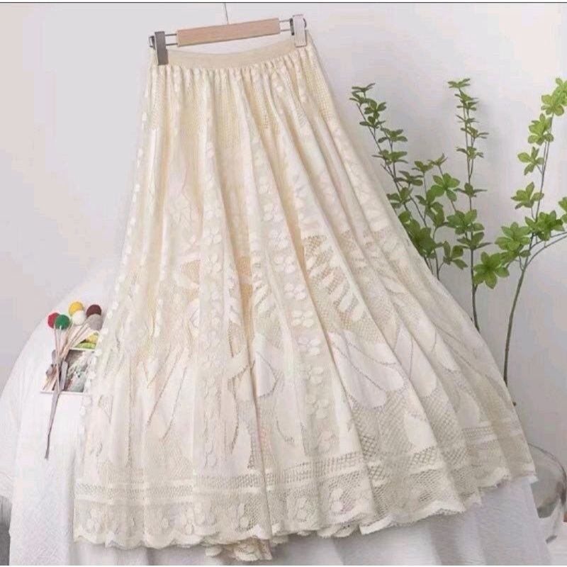 Jesa Rok Brukat Renda Lace Panjang Wanita Import Premium Rok Brokat Brocade Skirt