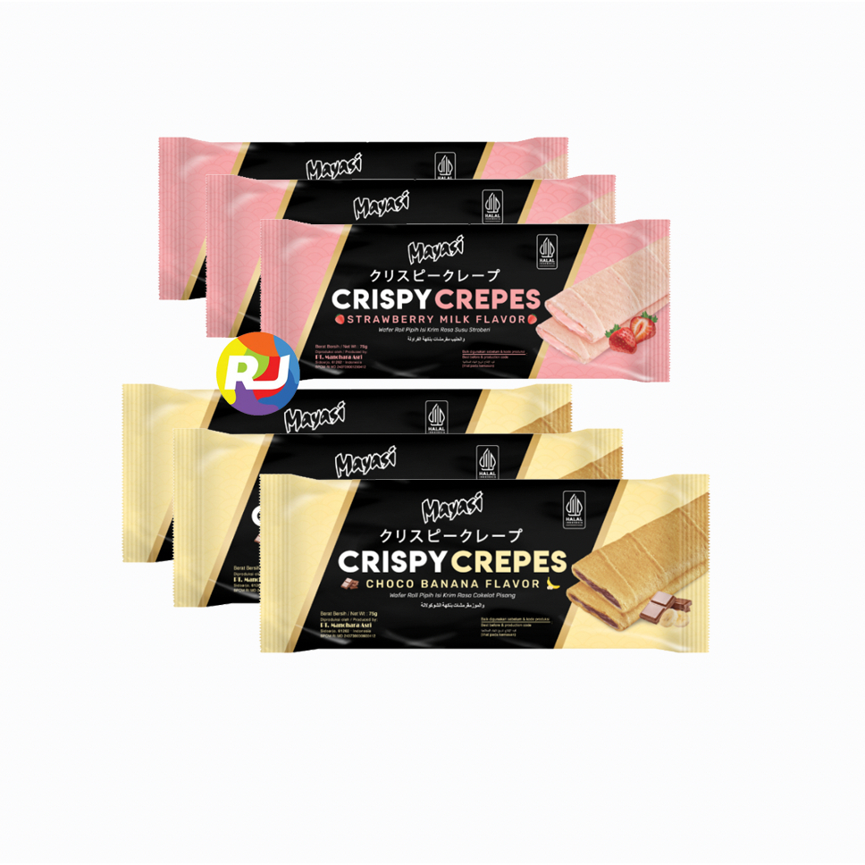 

Snack Mayasi Crispy Crepes 75gr Bendit isi 3pcs- Choco Banana / Strawberry Milk