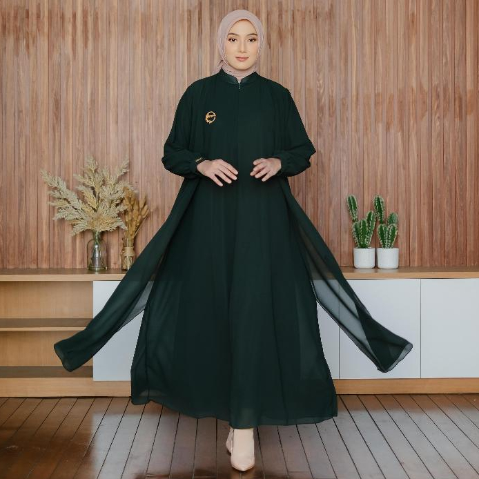 LISA SERIES Gamis Polos By Bermerks Bahan Ceruty Babydoll Terbaru Mewah Simple All Size