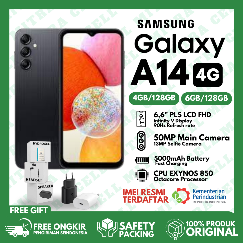 TERBARU SAMSUNG GALAXY A14 LTE RAM 6/128GB [4GB/6GB+128GB]