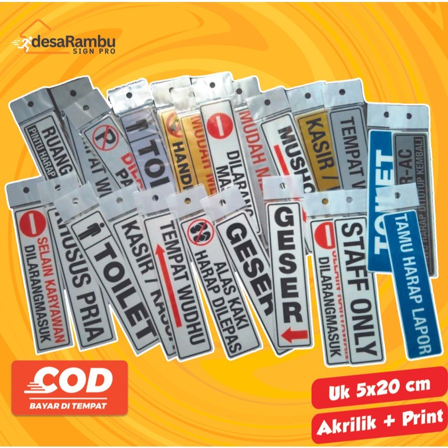 

Sign Tanda Stiker Tarik Dorong Geser Alas Kaki harap Lepas Print Akrilik Stiker Ukuran 20x5 CM