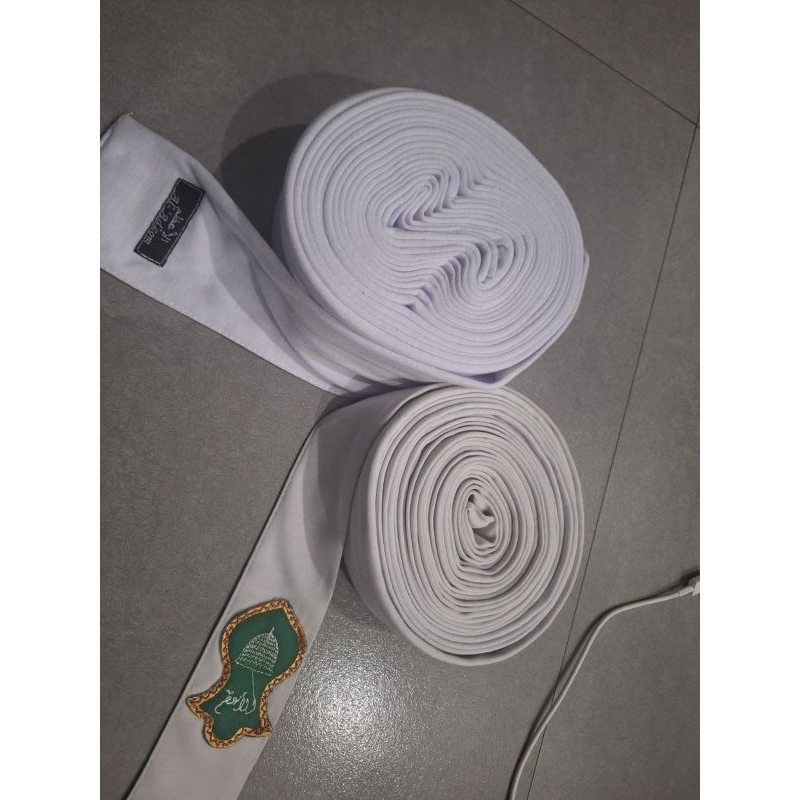 Kain imamah putih 2 meter di jahit rapih