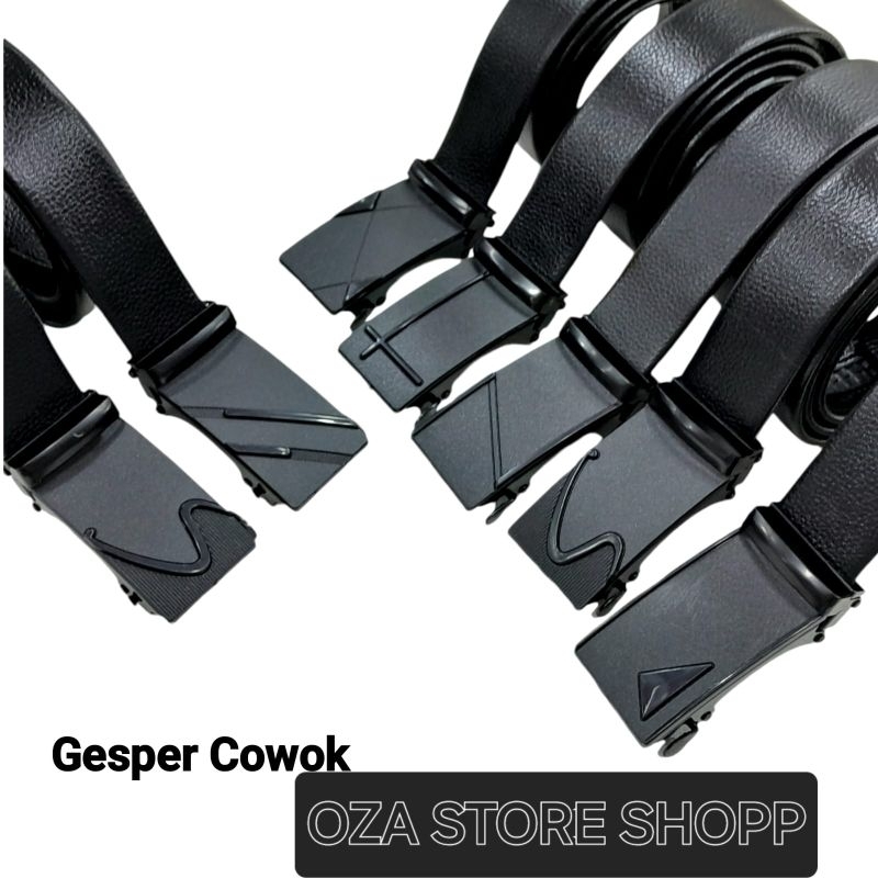 COD - GESPER REL HITAM SABUK IKAT PINGGANG PRIA KARET MOTIF KULIT 234Q