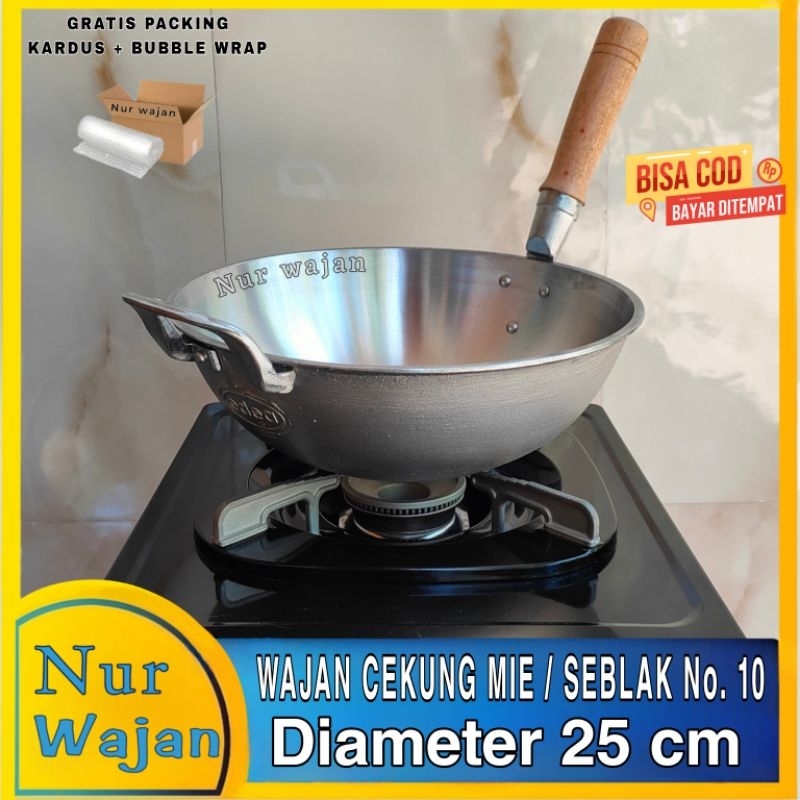 [ Live ] Wajan Bakmie / seblak / Nasi goreng No. 10 Wajan cekung ( Micek ) alumunium gagang kayu  No