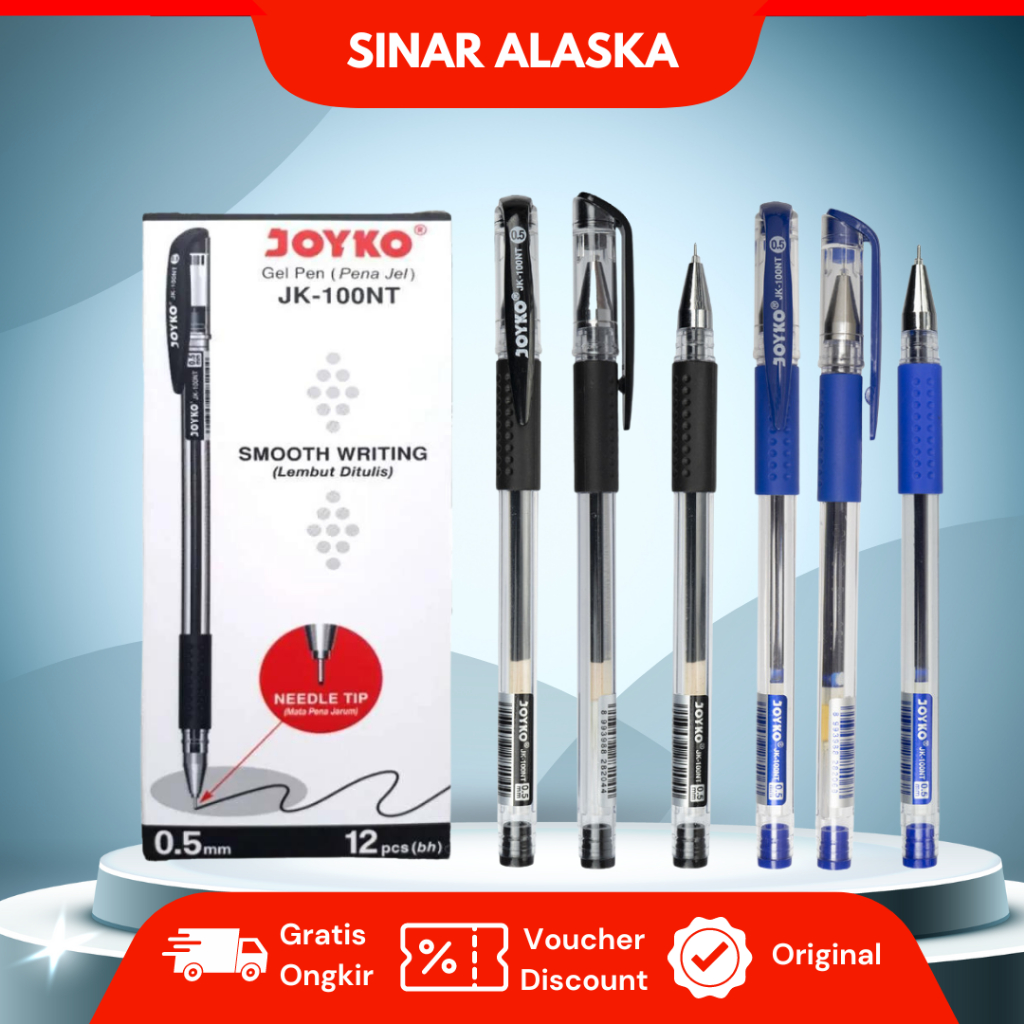 

(12 PCS) Pulpen Gel Joyko JK100NT Hitam Biru 0.5mm