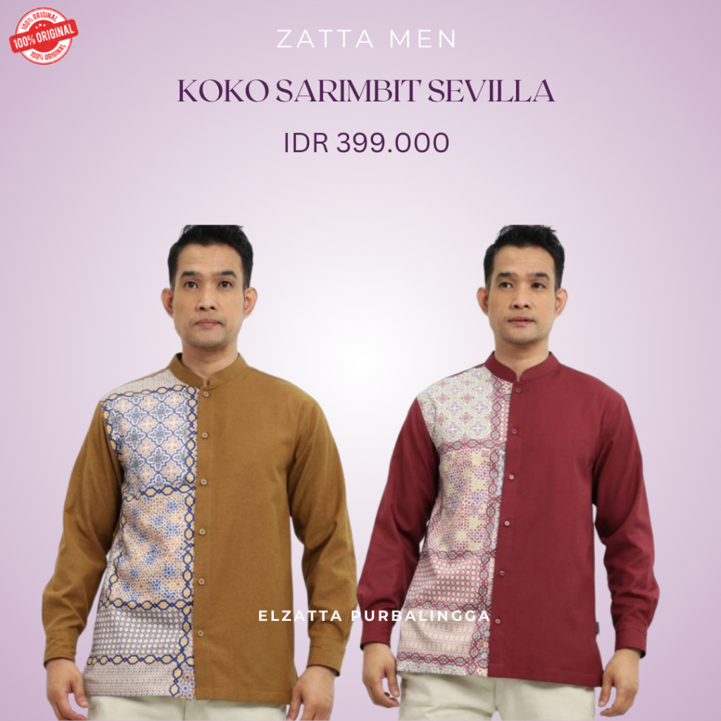 Elzatta Zatta Men Koko Pria Koko sarimbit sevilla Koko Dewasa Bahan Katun Model Kemeja