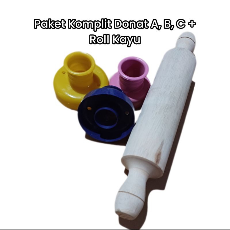 Cetakan Donat JCO dan Roll Pin Kayu