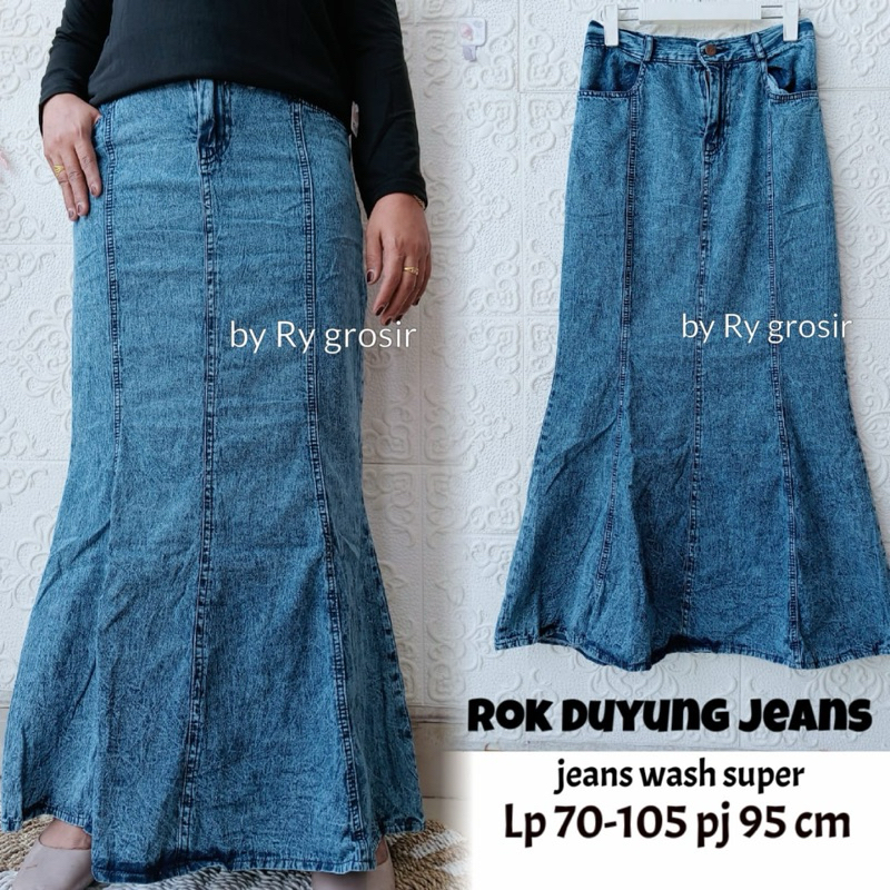 Rok Duyung Wanita Model Kekinian Bahan Jeans Wash