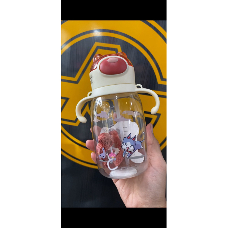 BOTOL MINUM PLASTIK TUMBLER ANAK BOTOL GAGANG FREE SEDOTAN