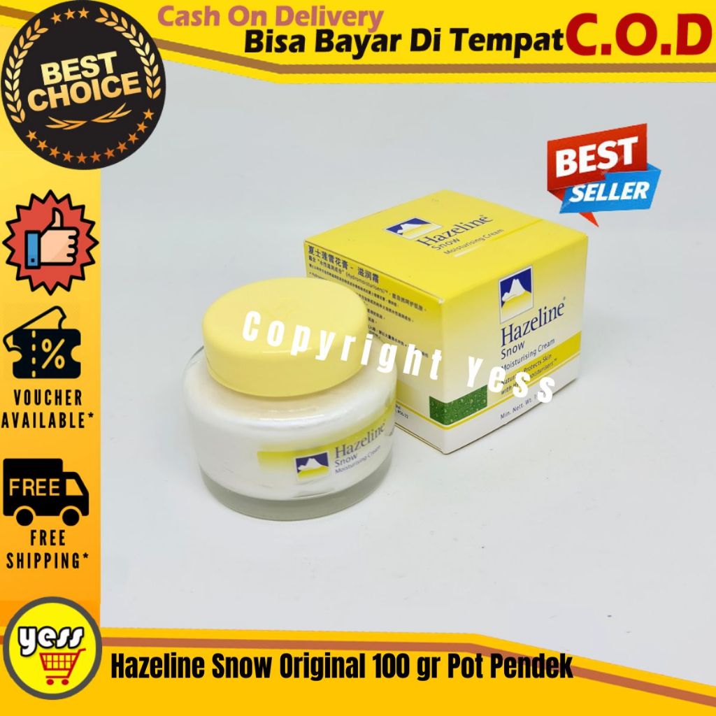 Hazeline Snow Original 100 gr Pot Pendek Cream Hazeline Kuning Import Malaysia