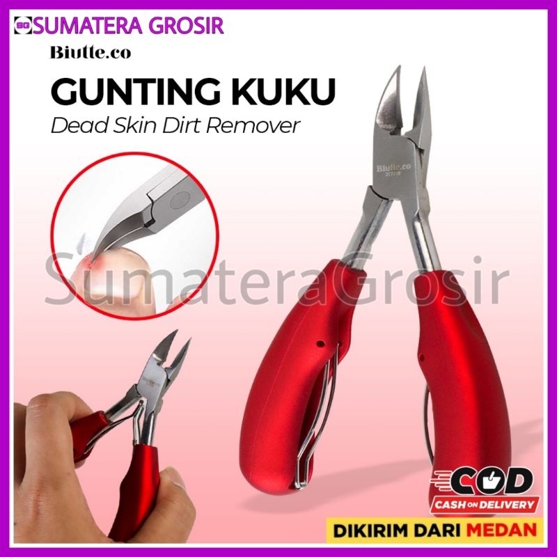 Gunting Kuku Jempol Kaki Anti Cantengan Nail Clipper Stainless Steel Dead Skin Dirt Remover - Merah 