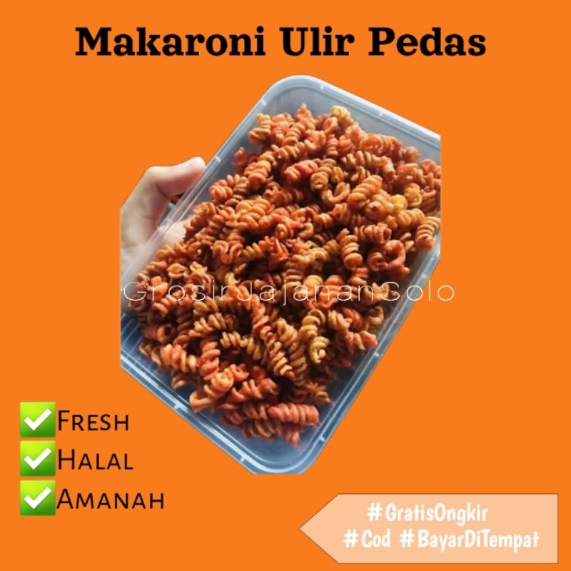 

Makaroni Ulir Kemasan Bok ± 200gr / Makaroni Bantet Ulir Pedas /Pedas Daun jeruk