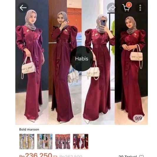 Dres kondangan satin maron